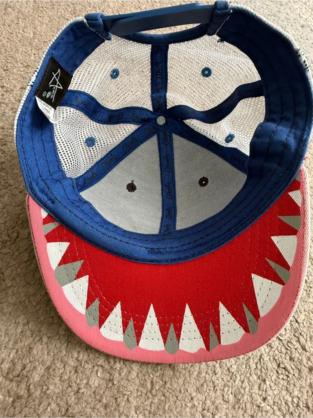 Blue Kids Shark Flatbill Trucker SnapBack Aksels Hat- Ages 2-8